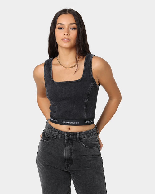 Calvin Klein Bodycon Cropped Top Denim Black