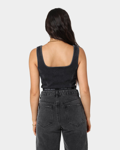 Calvin Klein Bodycon Cropped Top Denim Black