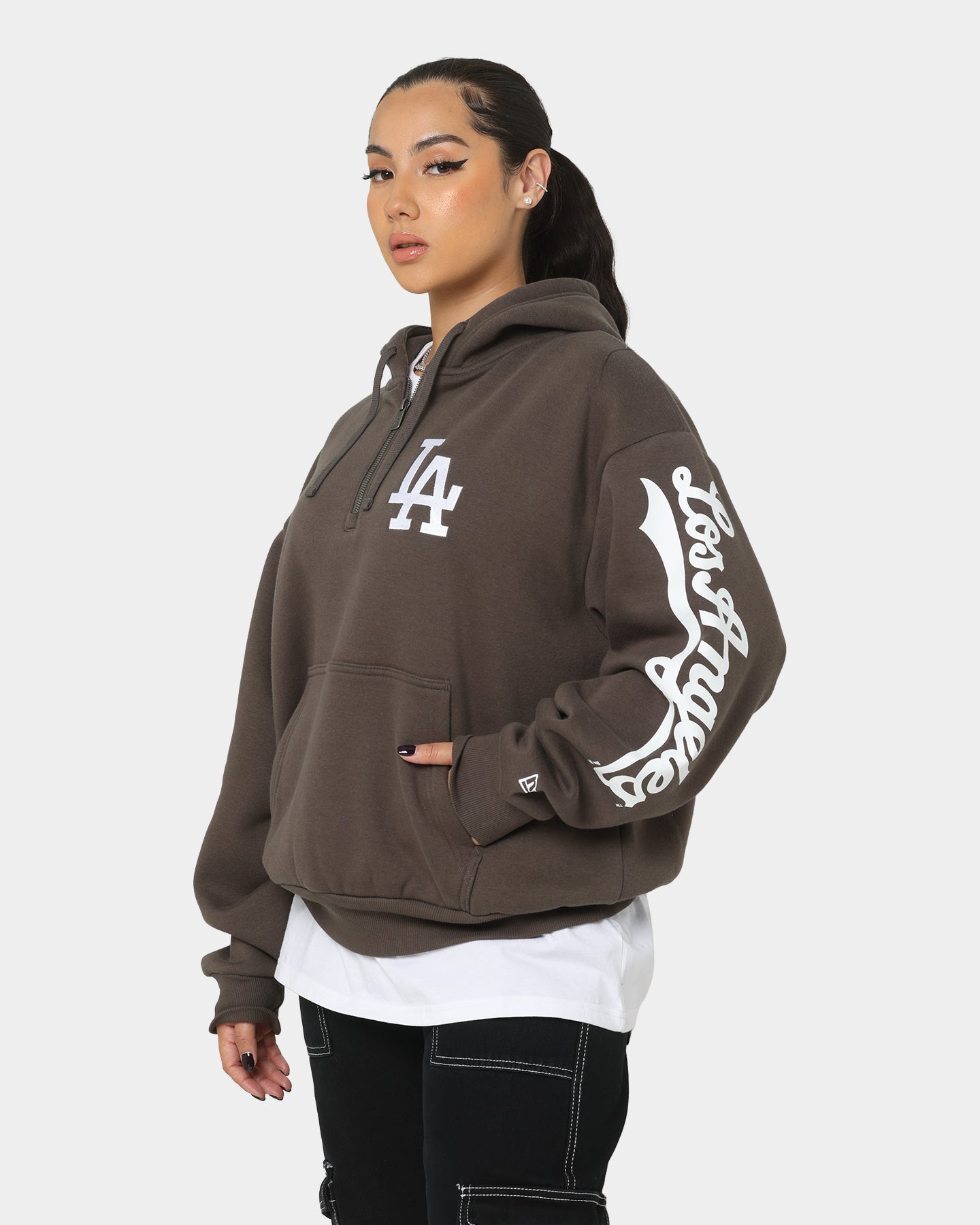 New Era Los Angeles Dodgers Quarter Zip Hoodie Moss