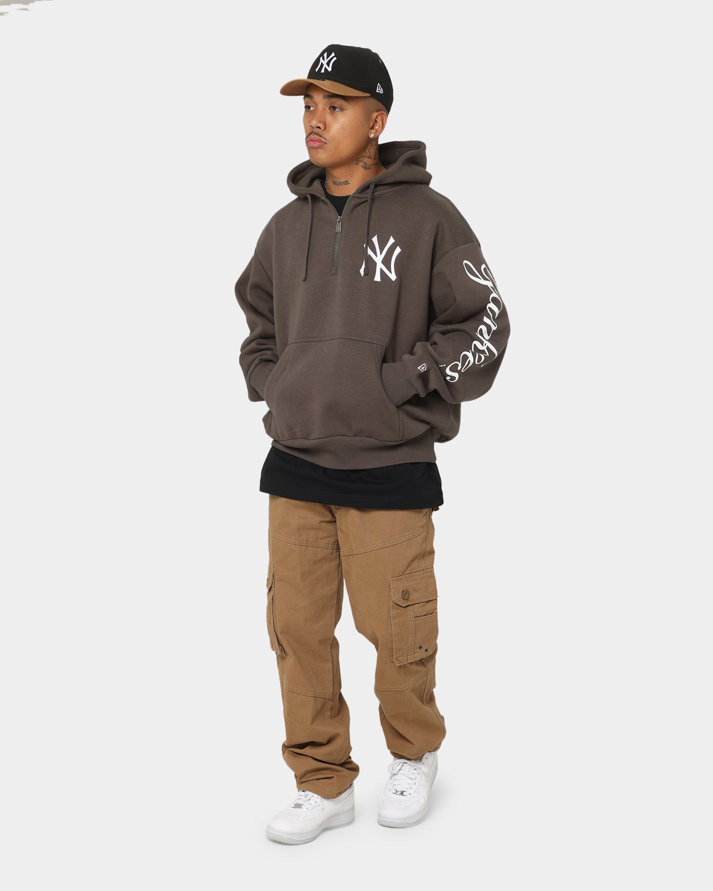 New Era New York Yankees Quarter Zip Hoodie Moss | Culture Kings US