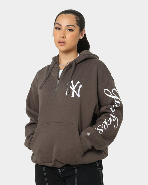 New Era New York Yankees Quarter Zip Hoodie Moss