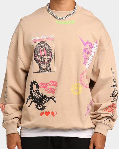 Loiter Hydra Multi Logo Crewneck Tan
