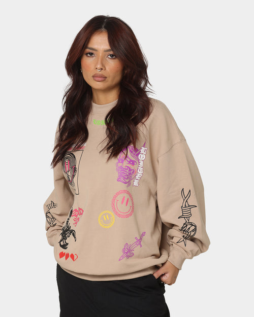 Loiter Hydra Multi Logo Crewneck Tan