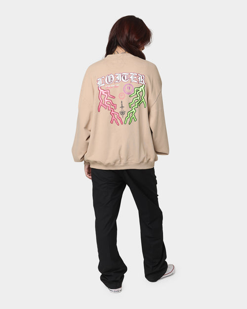 Loiter Hydra Multi Logo Crewneck Tan