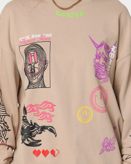 Loiter Hydra Multi Logo Crewneck Tan
