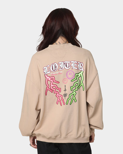 Loiter Hydra Multi Logo Crewneck Tan