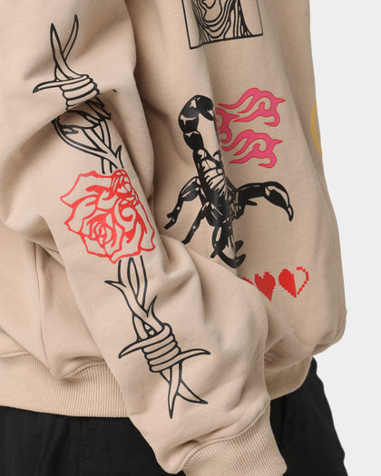 Loiter Hydra Multi Logo Crewneck Tan