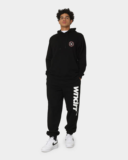 WNDRR Ornament Curved Hem Hoodie Black/Red