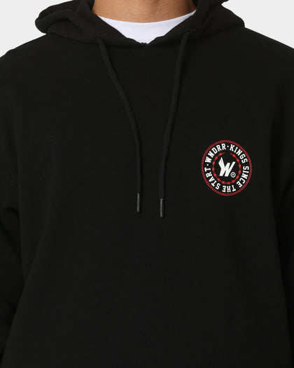 WNDRR Ornament Curved Hem Hoodie Black/Red