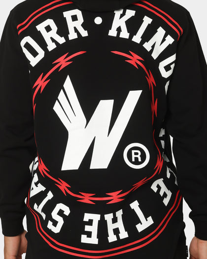 WNDRR Ornament Curved Hem Hoodie Black/Red