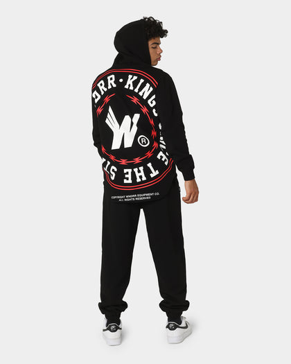 WNDRR Ornament Curved Hem Hoodie Black/Red