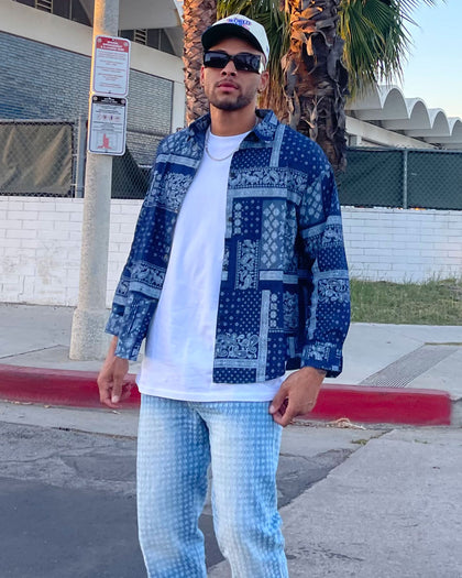 XXIII Paisley Denim Button Up Blue