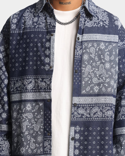 XXIII Paisley Denim Button Up Blue