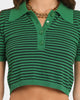 XXIII Women's Nora Stripe Crop Polo Green/Black