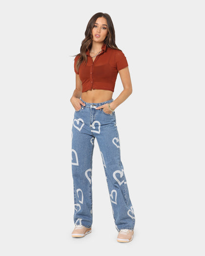 XXIII Women's Peyton Collar Crop T-Shirt Chocolate