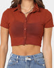 XXIII Women's Peyton Collar Crop T-Shirt Chocolate