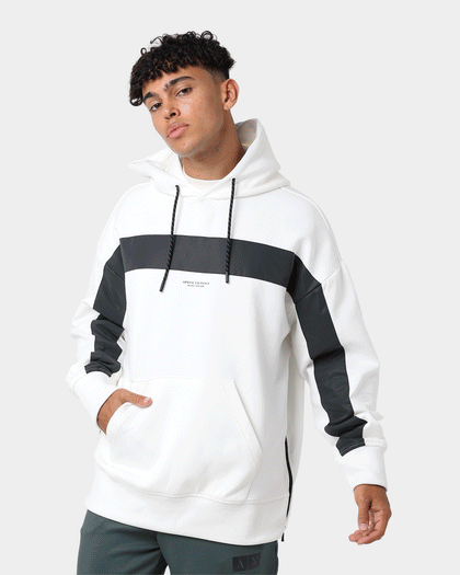 Armani Exchange Felpa Hoodie Off White/Reflective