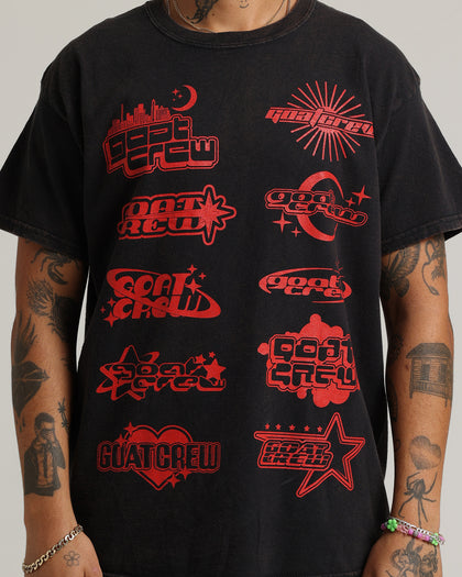 Goat Crew Red Thunder Vintage T-Shirt Black Wash