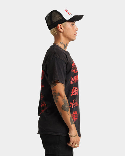 Goat Crew Red Thunder Vintage T-Shirt Black Wash
