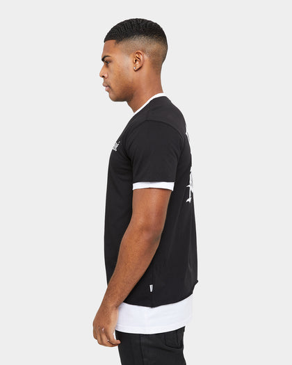 Carre Distressed Ringer Oversized Short Sleeve T-Shirt Black/White