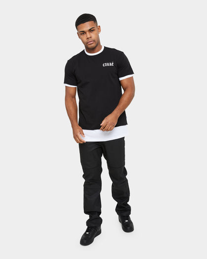 Carre Distressed Ringer Oversized Short Sleeve T-Shirt Black/White