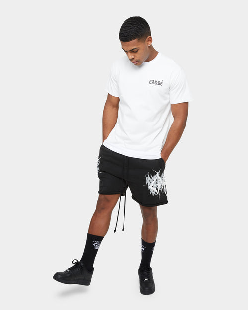 Carre Distressed Ringer Oversized Short Sleeve T-Shirt Off White/White