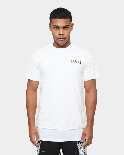 Carre Distressed Ringer Oversized Short Sleeve T-Shirt Off White/White