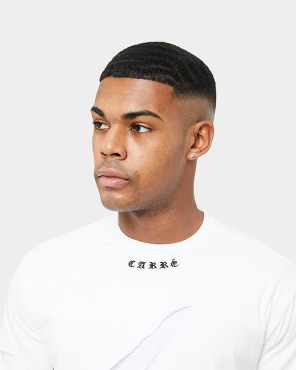 Carre Distressed Slash Oversized Short Sleeve T-Shirt Off White/White