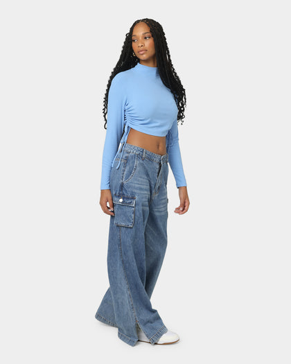 EN ES Women's Harper Cropped LS Top Bluebell