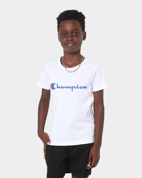 Champion Kid's Script Short Sleeve T-Shirt White