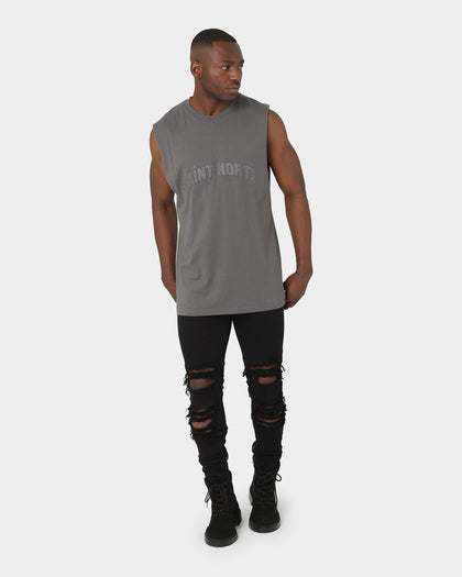 Saint Morta Kingdom Retro Muscle T-Shirt Off Dark Grey
