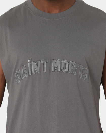 Saint Morta Kingdom Retro Muscle T-Shirt Off Dark Grey