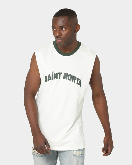 Saint Morta Kingdom Retro Muscle T-Shirt Off White/Green
