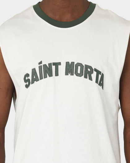 Saint Morta Kingdom Retro Muscle T-Shirt Off White/Green