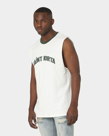 Saint Morta Kingdom Retro Muscle T-Shirt Off White/Green