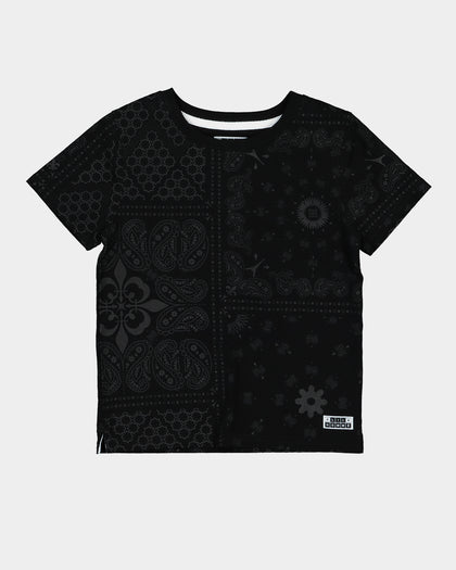 Lil Homme Kids' Bandana Ultra Short Sleeve Set Black/Charcoal