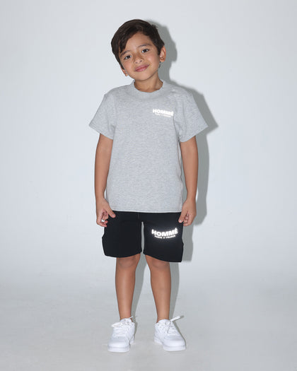 Lil Homme Kids' Motion Oversized Short Sleeve T-Shirt Set Grey/Black