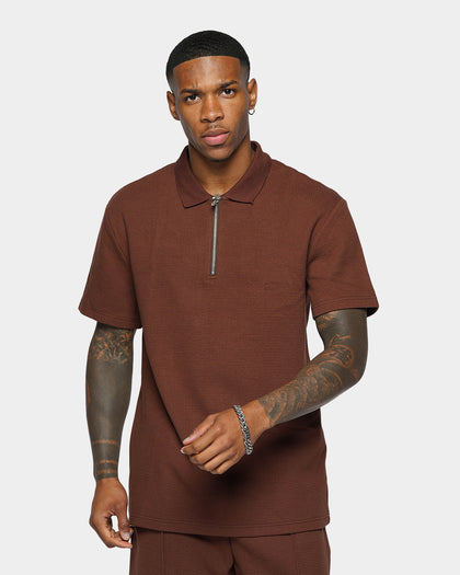 XXIII Ivel Zip Up Polo Shirt Brown
