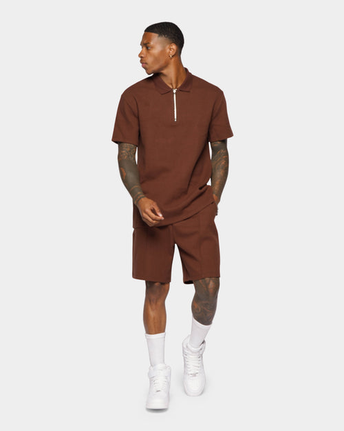 XXIII Ivel Zip Up Polo Shirt Brown