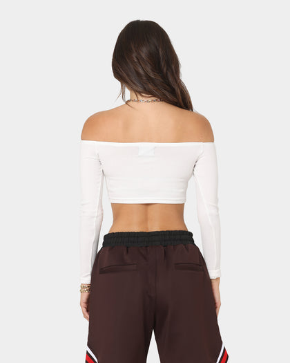 XXIII Women's Enya Cold Shoulder Cropped Long Sleeve White