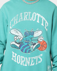 Mitchell & Ness Charlotte Hornets Vintage Crewneck Faded Teal