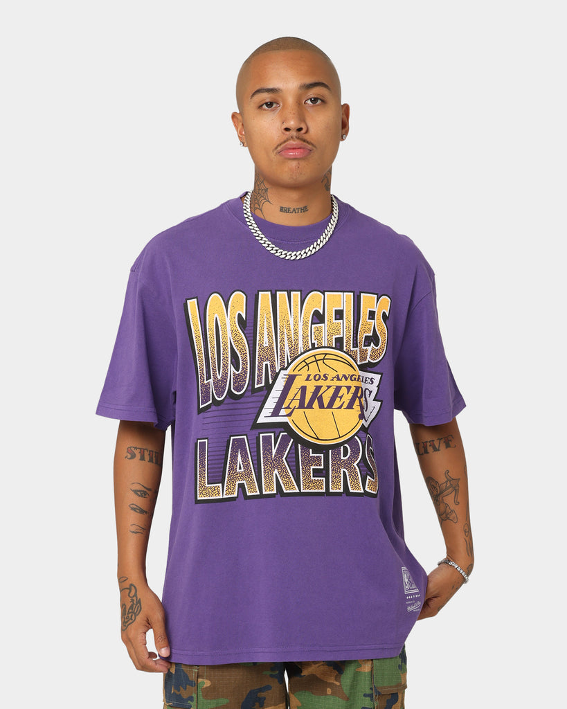 Mitchell & Ness Los Angeles Lakers Incline Stack T-Shirt Faded Purple ...