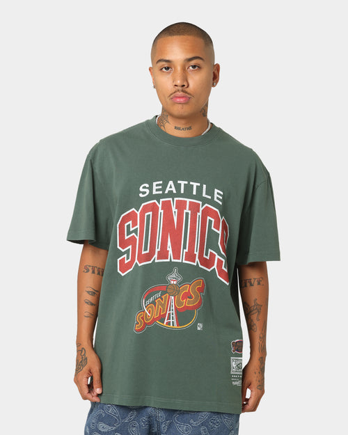 Mitchell & Ness Seattle Supersonics XL Arch Vintage T-Shirt Faded Dark Green