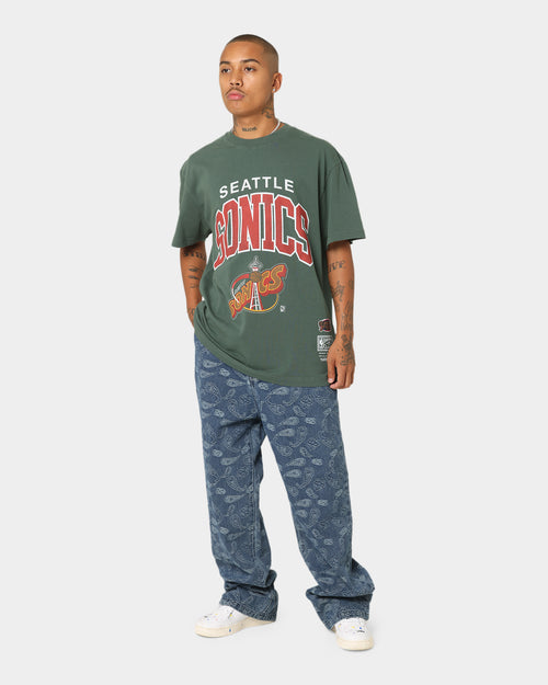 Mitchell & Ness Seattle Supersonics XL Arch Vintage T-Shirt Faded Dark Green