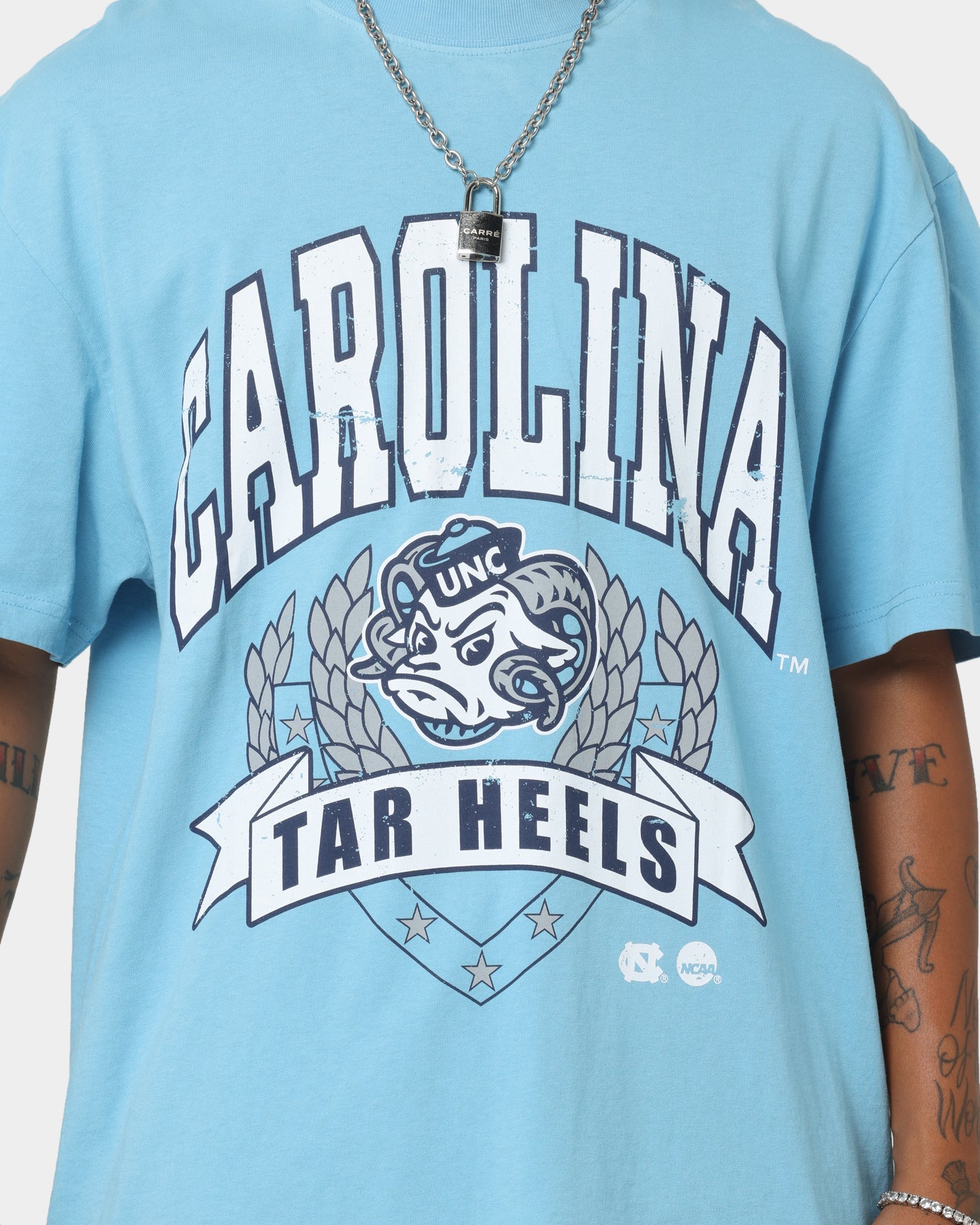 Mitchell & Ness North Carolina XL Arch Vintage T-Shirt Faded Blue