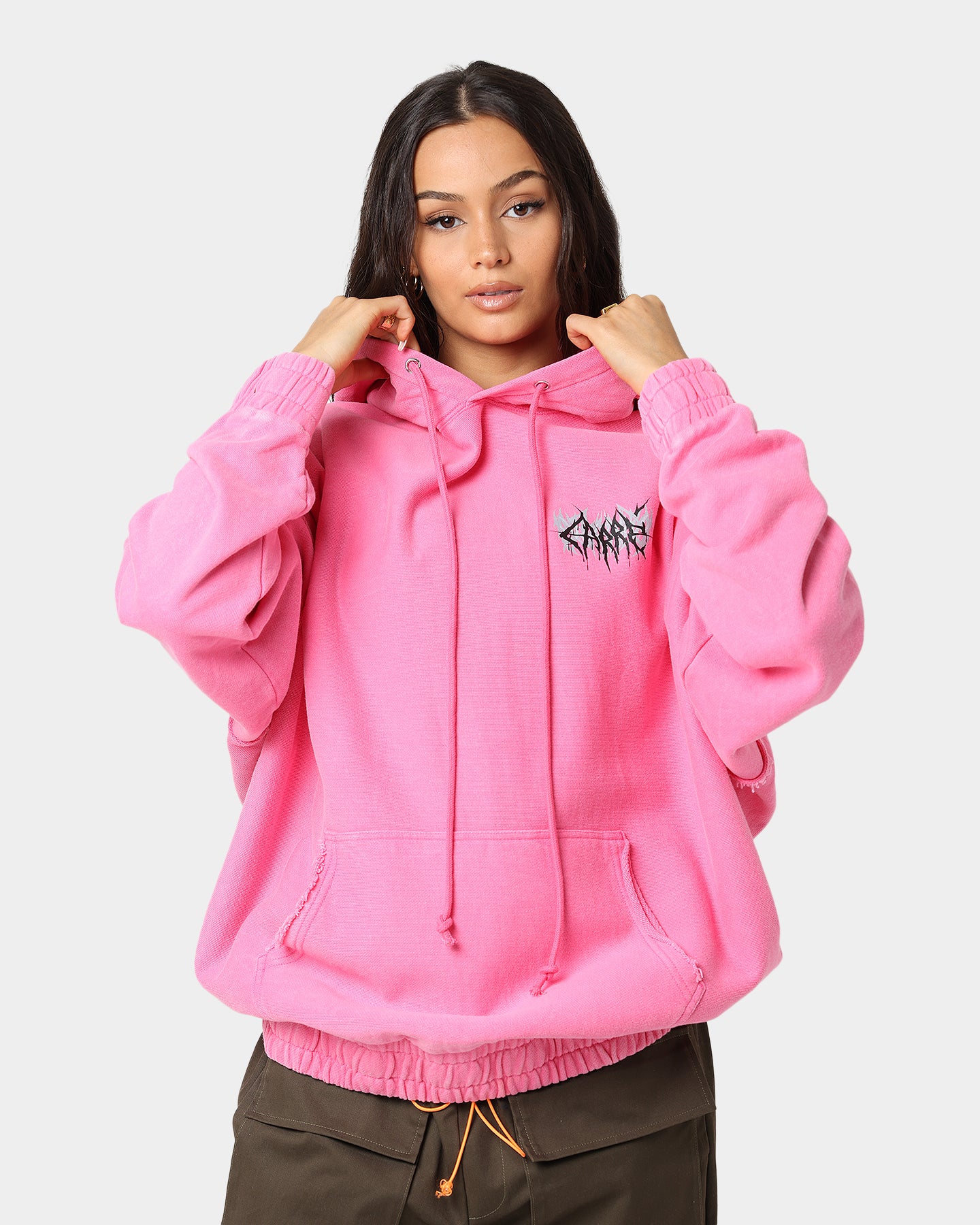 Carre Metalle Distressed Hoodie Washed Pink | Culture Kings US
