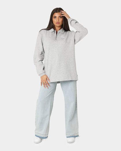 Carré Revolutionnaires Zip Long Sleeve Polo Shirt Grey Marle