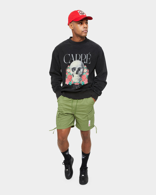 Carre Skull & Rose Vintage Crewneck Washed Black