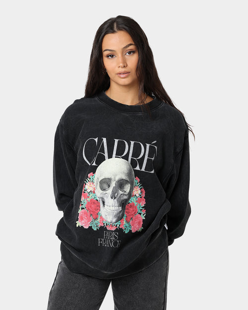 Carre Skull & Rose Vintage Crewneck Washed Black