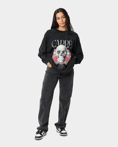 Carre Skull & Rose Vintage Crewneck Washed Black
